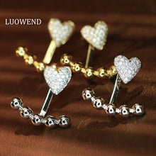 Load image into Gallery viewer, LUOWEND 18K White/Yellow Gold Real Natural Diamond Earrings for Women
