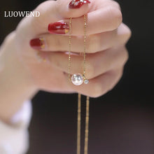 Load image into Gallery viewer, LUOWEND 18K Yellow Gold Natural Akoya Pearl Necklace for Women
