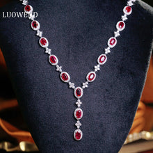 Load image into Gallery viewer, LUOWEND 18K White Gold Real Natural Diamond and Ruby Necklace for Women
