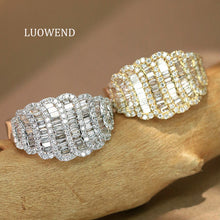 Load image into Gallery viewer, LUOWEND 18K White/Yellow Gold Fine Jewelry Real Natural Diamond Ring for Women
