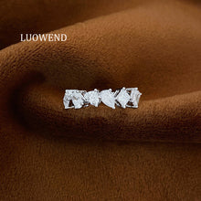 Load image into Gallery viewer, LUOWEND 18K White Gold Natural Diamond Ring for Women

