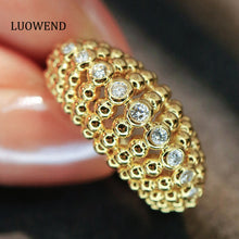 Load image into Gallery viewer, LUOWEND 18K Yellow Gold Fine Jewelry Real Natural Diamond Ring for Women
