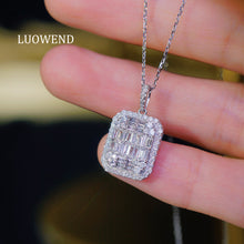 Load image into Gallery viewer, LUOWEND 18K White Gold Fine Jewelry Real Natural Diamond Pendant Necklace for Women
