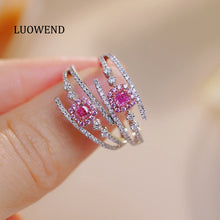 Load image into Gallery viewer, LUOWEND 18K White Gold Real Natural Pink Diamond Ring for Women
