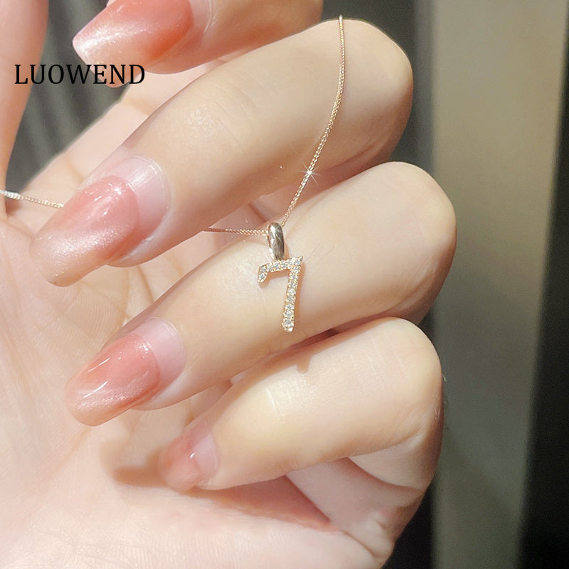LUOWEND 18K Rose Gold Real Natural Diamond Necklace for Women