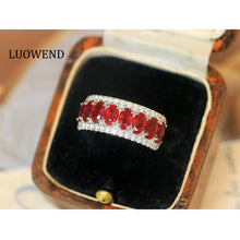 Load image into Gallery viewer, LUOWEND 18K White Gold Natural Ruby Ring for Women
