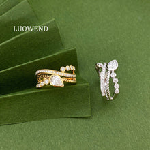 Load image into Gallery viewer, LUOWEND 18K White/Yellow Gold Natural Diamond Ring for Women

