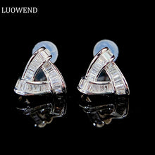 Load image into Gallery viewer, LUOWEND 18K White or Rose Gold Real Natural Diamond Stud Earrings for Women
