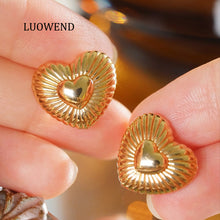 Load image into Gallery viewer, LUOWEND 18K Yellow Gold Earrings for Women

