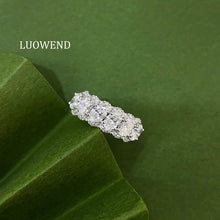 Load image into Gallery viewer, LUOWEND 18K White Gold Natural Diamond Ring for Women
