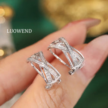 Load image into Gallery viewer, LUOWEND 18K White Gold Natural Diamond Earrings for Women
