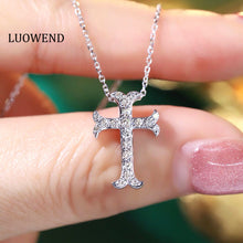 Load image into Gallery viewer, LUOWEND 18K White Gold Natural Diamond Necklace for Women
