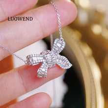 Load image into Gallery viewer, LUOWEND 18K White Gold Fine Jewelry Real Natural Diamond Pendant Necklace for Women
