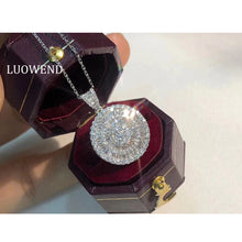 Load image into Gallery viewer, LUOWEND 18K White Gold Natural Diamond Necklace for Women
