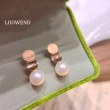 Load image into Gallery viewer, 18K Rose Gold Real Freshwater Pearl Earrings for Women
