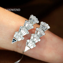Load image into Gallery viewer, LUOWEND 18K White Gold Real Natural Diamond Earrings for Women
