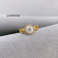 Load image into Gallery viewer, LUOWEND 18K Yellow Gold Natural Diamond Ring for Women
