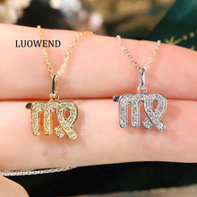 Load image into Gallery viewer, LUOWEND 18K White or Yellow Gold Natural Diamond Necklace for Women
