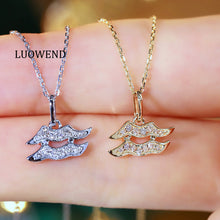 Load image into Gallery viewer, LUOWEND 18K White or Yellow Gold Natural Diamond Necklace for Women
