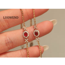 Load image into Gallery viewer, LUOWEND 18K Yellow Gold Natural Ruby Bracelet for Women
