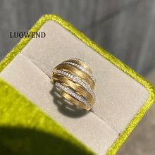 Load image into Gallery viewer, LUOWEND 18K Yellow Gold Natural Diamond Ring for Women
