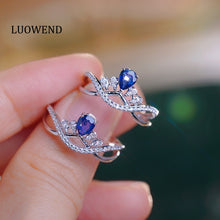 Load image into Gallery viewer, LUOWEND 18K White Gold Real Natural Diamond and Emerald Ring for Women
