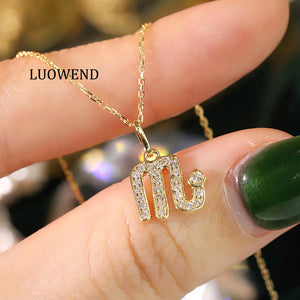 LUOWEND 18K White or Yellow Gold Natural Diamond Necklace for Women