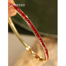 Load image into Gallery viewer, LUOWEND 18K Yellow Gold Natural Ruby Bangle for Women

