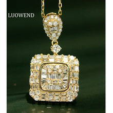 Load image into Gallery viewer, LUOWEND 18K White/Yellow Gold Real Natural Diamond Pendant Necklace for Women
