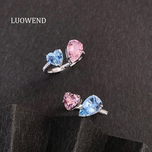 Load image into Gallery viewer, LUOWEND 18K White Gold Natural Gemstone Ring for Women
