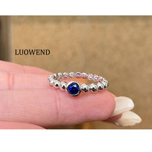 Load image into Gallery viewer, LUOWEND 18K White Gold Ntural Sapphire Ring for Women
