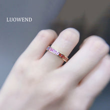 Load image into Gallery viewer, LUOWEND 18K Yellow Gold Real Natural Color Sapphire Ring for Women
