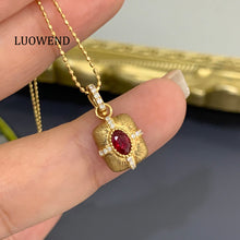 Load image into Gallery viewer, LUOWEND 18K Yellow Gold Natural Ruby Pendant for Women
