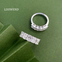 Load image into Gallery viewer, LUOWEND 18K White Gold Natural Diamond Ring for Women
