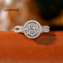 Load image into Gallery viewer, LUOWEND 18K White Gold Natural Diamond Ring for Women
