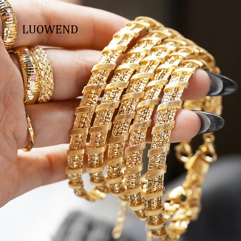 LUOWEND 18K Yellow Gold Bracelet for Women