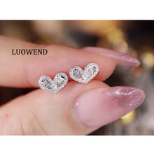 Load image into Gallery viewer, LUOWEND 18K White Gold Natural Diamond Stud Earrings for Women
