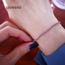 Load image into Gallery viewer, LUOWEND 18K White Gold Real Natural Ruby or Sapphire Bracelet for Women
