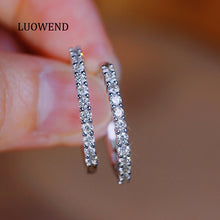 Load image into Gallery viewer, LUOWEND 18K White Gold Real Natural Diamond Ring for Women
