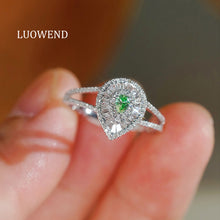 Load image into Gallery viewer, LUOWEND 18K White Gold Natural Diamond Ring for Women
