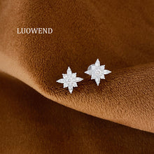 Load image into Gallery viewer, LUOWEND 18K White Gold Natural Diamond Earrings for Women
