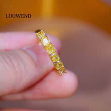 Load image into Gallery viewer, LUOWEND 18K Yellow Gold Natural Yellow Diamond Ring for Women
