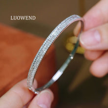 Load image into Gallery viewer, LUOWEND 18K White Gold Fine Jewelry Real Natural Diamond Bangle for Women
