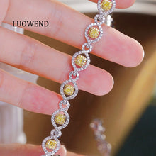 Load image into Gallery viewer, LUOWEND 18K White Gold Fine JEWELRY Real Natural Yellow Diamond Bracelet for Women

