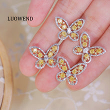 Load image into Gallery viewer, LUOWEND 18K White Gold Natural Diamond Earrings for Women
