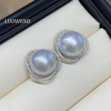 Load image into Gallery viewer, 18K White Gold Real Natural Australain White Pearl Earrings for Women
