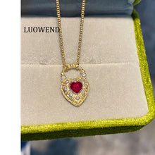 Load image into Gallery viewer, LUOWEND 18K Yellow Gold Natural Ruby Necklace for Women

