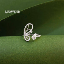 Load image into Gallery viewer, LUOWEND 18K White Gold Natural Diamond Ring for Women
