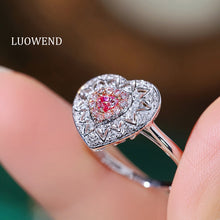 Load image into Gallery viewer, LUOWEND 18K White Gold Natural Pink Diamond Ring for Women
