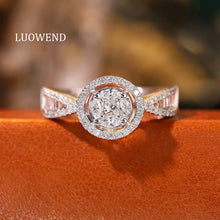 Load image into Gallery viewer, LUOWEND 18K White Gold Natural Diamond Ring for Women
